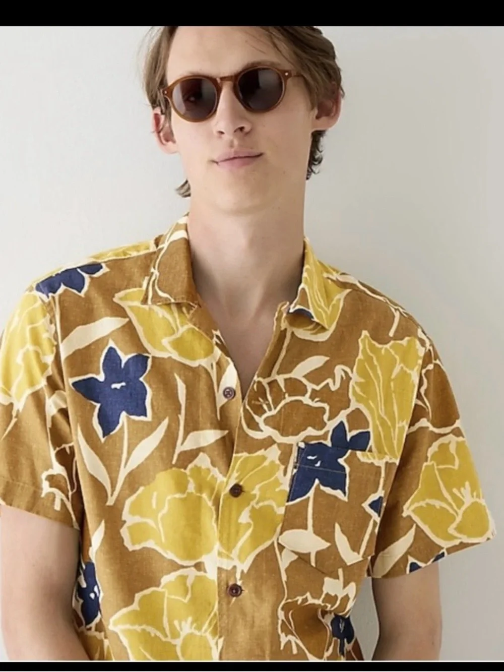 J.Crew Men’s Hemp Cotton Camp Collar Tropical Floral Resort Shirt XL